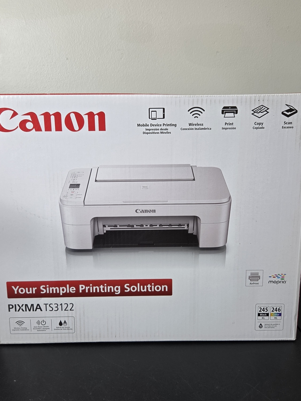 Canon PIXMA TS3122 Inkjet Printer Box Wireless All-In-One